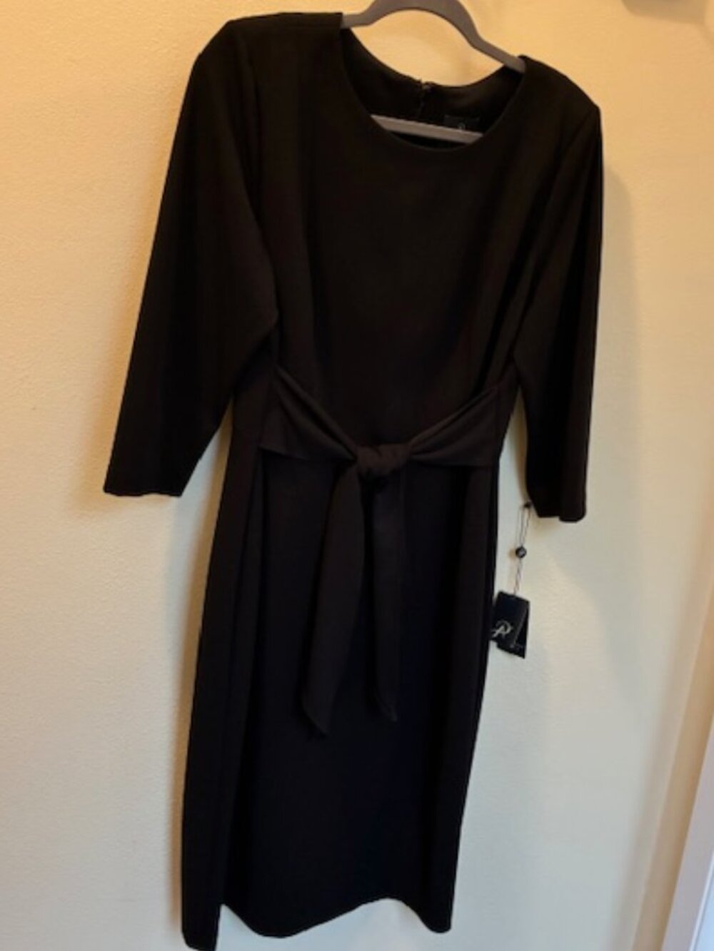Adrianna Papell ladies black dress, zipper back, mid-calf length, 3/4 sleeves